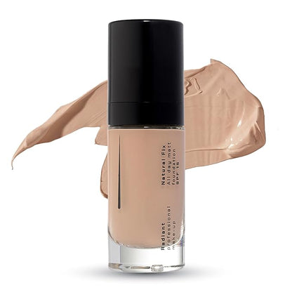 Radiant Professional Natural Fix All Day Matte Cream Foundation - Long Wear High Coverage Face Makeup Foundation With SPF 15 - Oil Free Matte Finish - For All Skin Types-1.01 oz. (03 Beige)