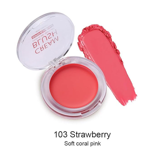 MAEPEOR Cream Face Blush 8 Color Lightweight Smooth Natural Look Matte Face Blush Long-Lasting Buildable Blusher for Cheeks (103 Strawberry)