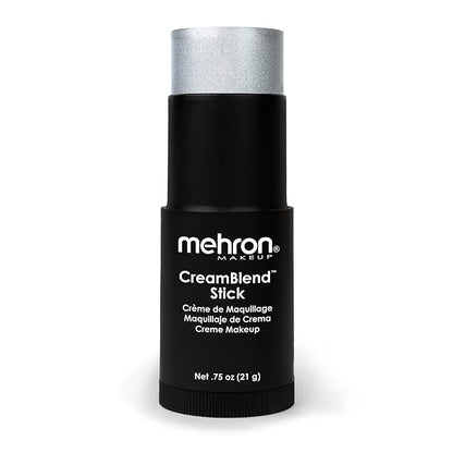 Mehron Makeup CreamBlend Stick | Face Paint, Body Paint, & Foundation Cream Makeup | Perfect for Halloween .75 oz (21 g) (Silver)