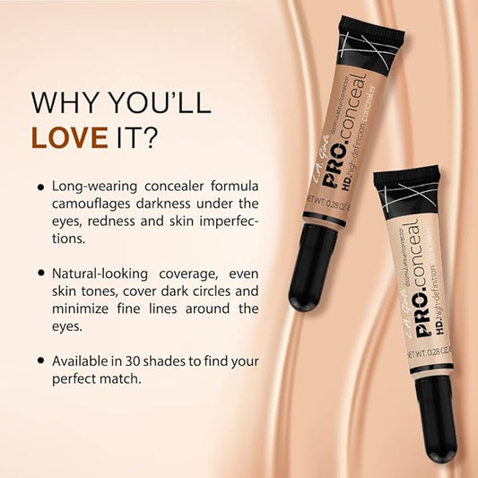 L.A. Girl HD Pro.Conceal, Nude GC974 (Pack of 2)