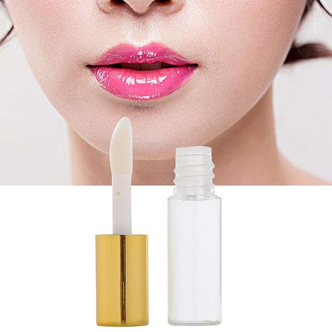 Case of 45 packs, Empty Plastic Clear Lip Gloss Tubes Lip Balm Bottle Container Gold Transparent 1.2ML Makeup Tool for Women (45 pcs, Gold)
