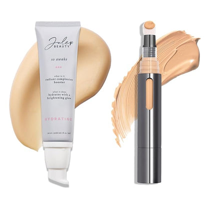Julep Full Face Radiance Set | So Awake Complexion Booster Daily Moisturizer + Skin Perfecting Cushion Complexion Concealer + Foundation - 210 Medium