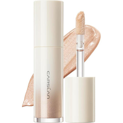 Soft Focus Makeup Powder Waterproof Oil Control Setting Powder 04Pink and 3D Liquid Highlighter 02, Face Cosmetics Kit, 2Pcs