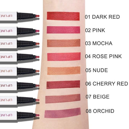 Kaely 3Pcs Dark Red Pink Cherry Red Longwear Liquid Lip Liner Waterproof, 24 Hour Long Lasting Lip Liner Stain Marker Pen, 2-in-1 Matte Semi Permanent Lipliner & Lipstick, 01+02+06