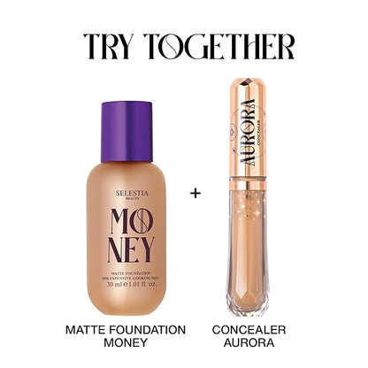 Money Liquid Matte Foundation – Long-Lasting, Natural Looking & Buildable Coverage – For Combination, Dry, Oily Skin – Lightweight & Moisturizing (Almond)