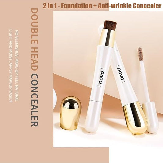 2 in 1 Foundation Anti-Wrinkle Concealer Stick with Built-in Brush, Waterproof, Full Coverage, Matte Finish, 3Pcs - 01-Skin Tone Brighten, 02-Natural White, 03-Natural Color