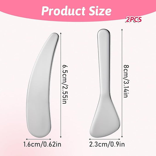 2Pcs Cosmetic Spatula, Mini Metal Cosmetic Spatulas, Makeup Spatulas Skincare Spatula Cream Spatula Beauty Accessories Mixing Sampling Lotions Moisturizers Accessories (Style A)