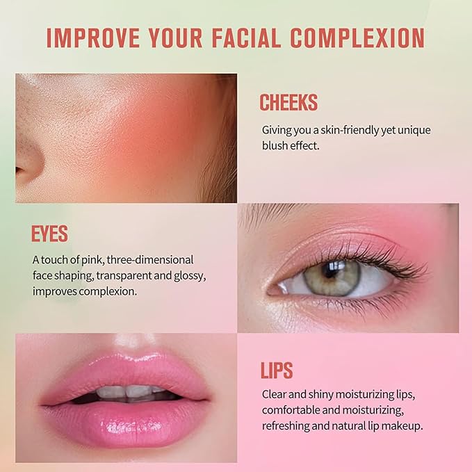 PH Color Changing Multi-purpose Hydrating Tinted Solid Blush Stick for Cheek/Eyes/Lips (3# Coral Orange)