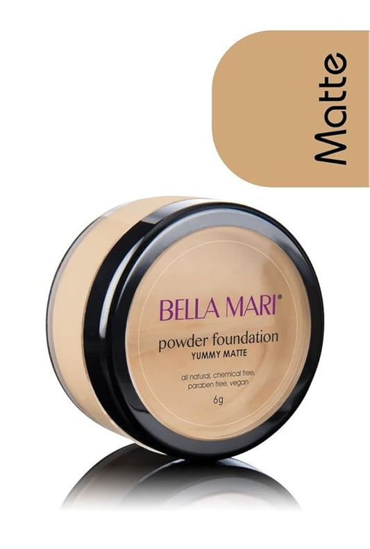 Natural Mineral Powder Foundation by Bella Mari (Yummy Warm, 0.2 Ounce) - Made with Organic Ingredients - No Toxic Synthetic Chemicals - TSA-Approved Travel Size