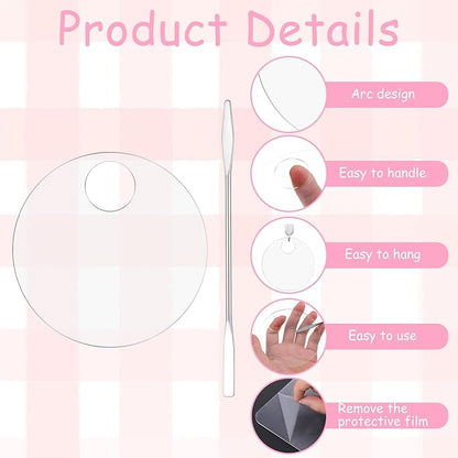 4Pcs Acrylic Makeup Palette, Makeup Mixing Tray Palette with Spatula, Cosmetic Foundation Palette Nail Art Palette for Beauty Salon Color Cream Liquid Foundation Mixing Palette(Round)