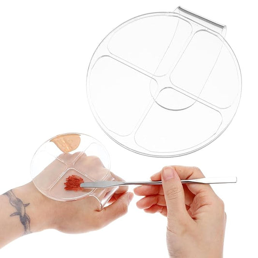 2 Pcs Makeup Mixing Palette with Stick Clear Foundation Palette & Nail Art Tray - Makeup Artist Essentials