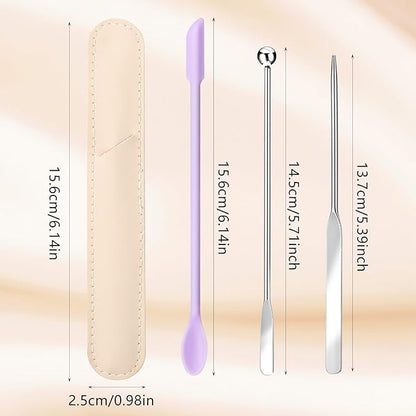 Makeup Spatula, Stainless Steel Depotting Spatula with Silicone Cosmetic Tools Make Up Accessories for Cosmetics Mixing Blending Foundation Small Area of Face