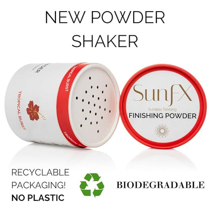 SunFX Post Spray Tan Translucent Finishing Powder | Talc Free | Sunless Tanning Powder with Large professional Fan Brush | Tropical Burst