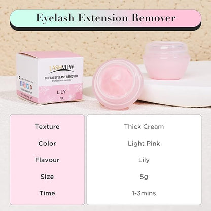 LASHVIEW Eyelash Extension Remover Cream, Special LILY Flavor, Lash Extension Remover Cream Professional Eyelash Extensions Remover for Salon,5g