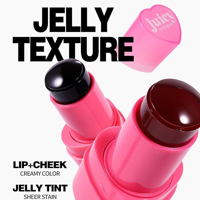 5 Colors Hydrating Lip & Cheek Tint, Long-Lasting Jelly Blush Stick with Cooling Effect, Watercolor-Like Finish (# 04)