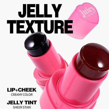 5 Colors Hydrating Lip & Cheek Tint, Long-Lasting Jelly Blush Stick with Cooling Effect, Watercolor-Like Finish (# 04)
