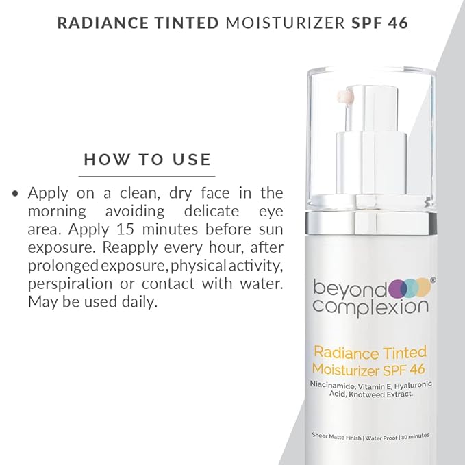 Radiance Tinted Moisturizer SPF 46 - Oil-Free Tinted Moisturizer that Adapts to Your Skin Color to Enhance Skin Tone with Long-Lasting Hydration