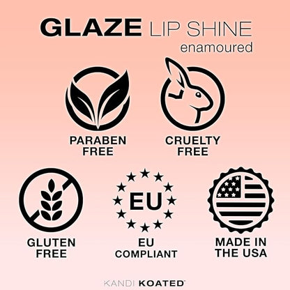 Kandi Koated Glaze Illuminating Lip Shine [Enamoured] Lip Gloss | Hydrating Lip Glaze with Paraben-Free, Cruelty-Free Formula, Sheer Color | Beauty & Makeup