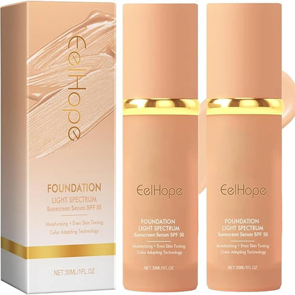 2Pcs Foundation Makeup 4 in 1, Make up Foundation Medium Spectrum, Hydrating Color Changing Liquid Foundation Concealer SPF 50+ (30ML)
