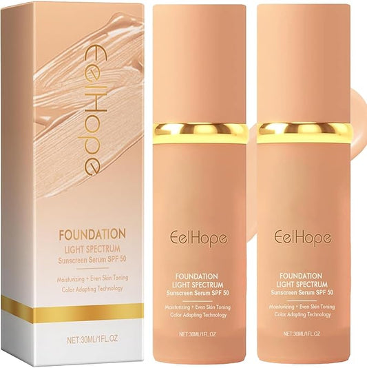 2Pcs Foundation Makeup 4 in 1, Make up Foundation Medium Spectrum, Hydrating Color Changing Liquid Foundation Concealer SPF 50+ (30ML)