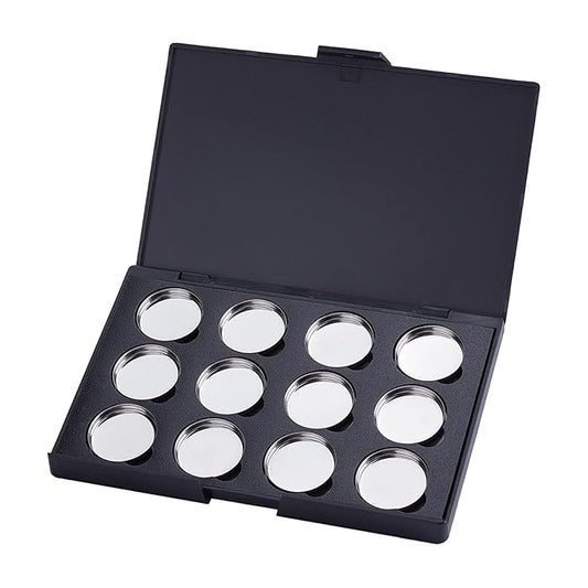 NICENEEDED Empty Eyeshadow Palette, 12 Grids Blush Pallet Makeup Palette, Eyeshadow Palette Storage Box Refillable Cosmetic Sample Storage Case DIY Travel Makeup Organizer for Blusher