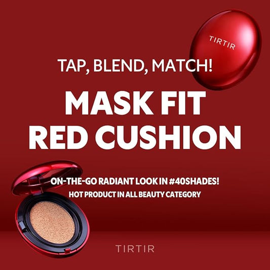 TIRTIR Mask Fit Red Cushion Foundation | Full coverage, Weightless, Skin fit, Satin Glow Finish, Korean Makeup, beauty, Tattoo cover up, Buildable (#24W Soft Beige, 0.63 Fl Oz)