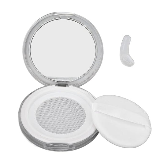 3g Empty Powder Box, Refillable Loose Portable Makeup Setting Blush Case Container with Puff Holder Compact Slim Mirror and Elasticated Net Sifter Mini No Leaks Set