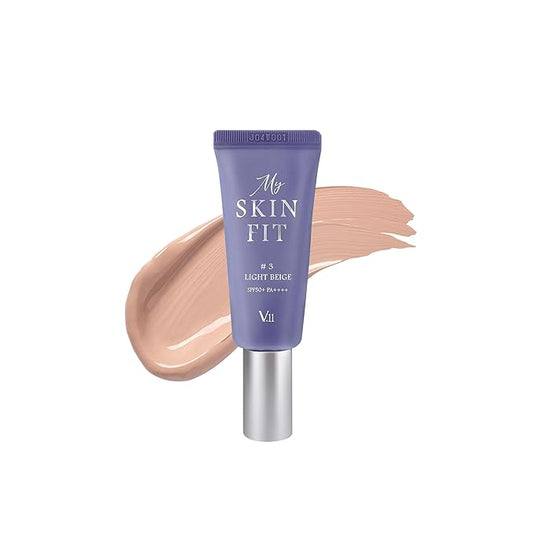 My Skin Fit BB Cream (Light Beige) Korean Blemish Balm Youthful Appearance with Adenosine & Collagen Booster 0.67 fl oz