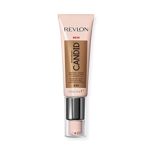 Revlon PhotoReady Candid Natural Finish Foundation, with Anti-Pollution, Antioxidant, Anti-Blue Light Ingredients, 530 Pecan, 0.75 fl. oz.