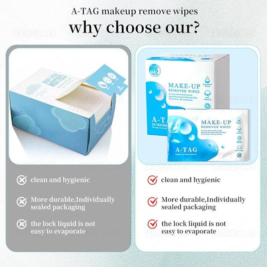 Make-up Remover Facial Cleansing Alcohol Free and Waterproof Makeup Remover Wipes, With Vitamin E Make up Remover Wipes for Face, Eyes, Lips. 25+5 Extra wipes