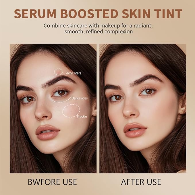 A 3-in-1combining Foundation Stick Beauty Balm Serum Boosted Skin Tint,Solid Tinted Moisturizing Serum Contour Foundation Face for Women,Natural Finish Makeup,Buildable Medium-to-Full Coverage(#03)