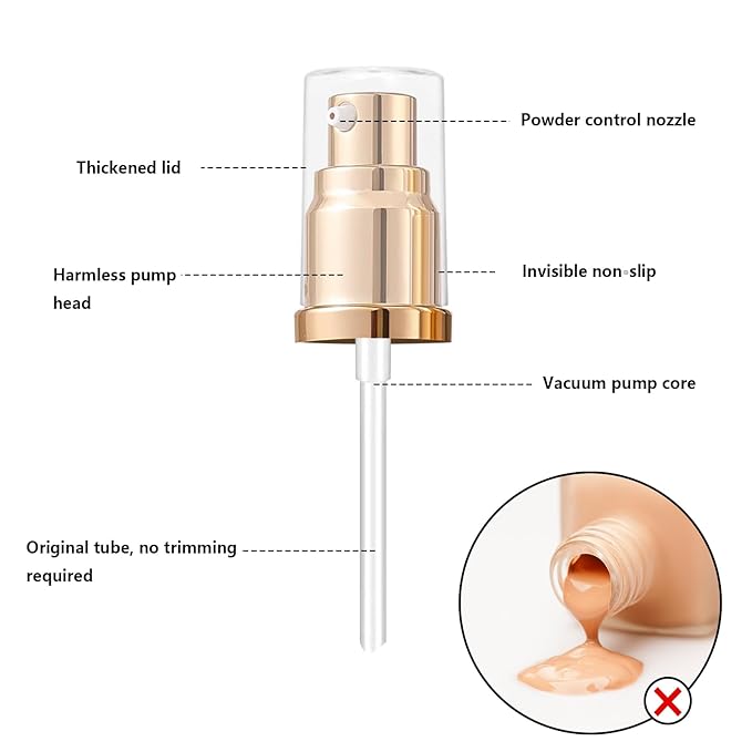 2Pack Foundation Pump Fit for Estee Lauder Double Wear Foundation, Gold Replacement Pumps for DW Makeup Bottle(Upgraded)