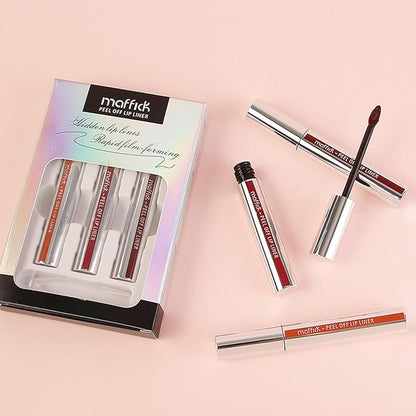 3PCS Lip Liner，Peel Off Lip Liner Tattoo, Peel Off Lip Stain, Long Lasting Lip Stain Peel Off, Infused with Hyaluronic Acid & Vitamin E, Makeup Gift for Women