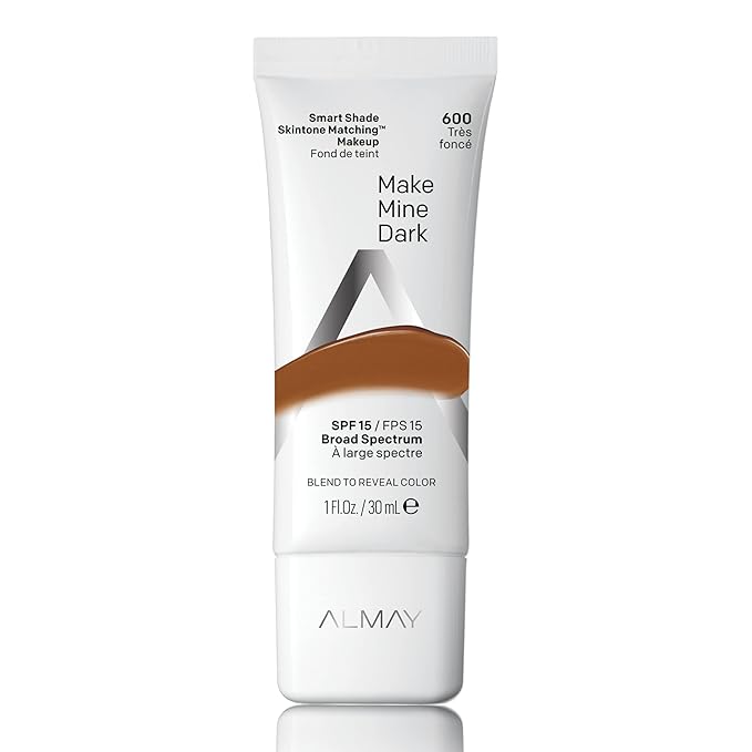 Almay Smart Shade Skintone Matching Makeup, Hypoallergenic, Cruelty Free, Oil Free, -Fragrance Free, Dermatologist Tested Foundation with SPF 15, Make Mine Dark, 1oz