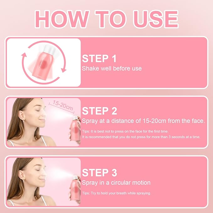 Airbrush Blush Spray Makeup For Cheeks, Silky Mist Blush Spray Face Cheek, Natural Matte Pink Skin, Waterproof Long Lasting Dewy Makeup, Moisturizing Lightweight Blendable (Chill)