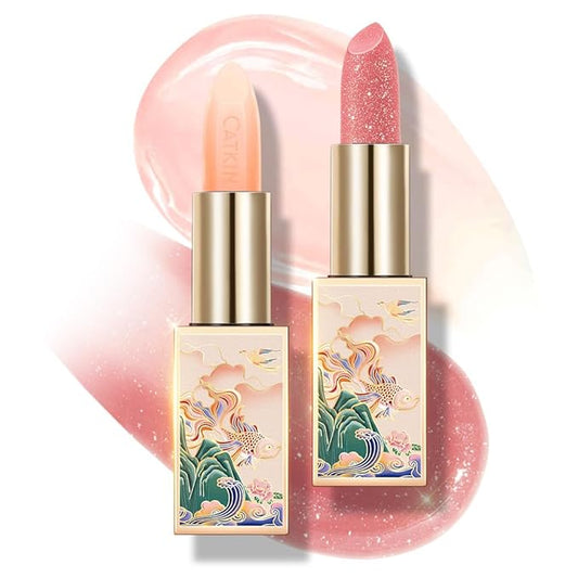 CATKIN Lip Balm Color Tinted Lipstick Ultra Hydrating Lip Deep Moistrurize Chapstick with Vitamin E Nourishing For Cracked & Dry Lips 0.12 oz (2pcs（01+10）)