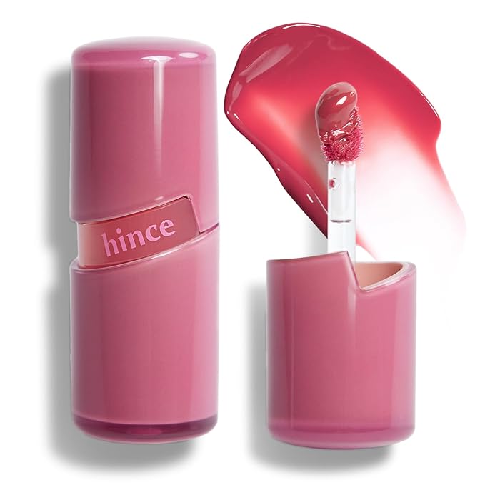 HINCE Raw Glow Gel Tint - Glossy Dewy Lip Tint, Non-Sticky & Long Wearing Lip Gloss for Natural Glass Glow, Moisturizing Liquid Lipstick, Vegan, 0.13 fl.oz. (PINK PEPPER, 13)
