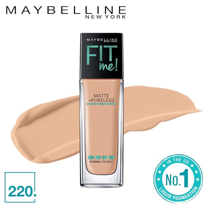 Maybelline Fit Me Matte + Poreless Pressed Powder, Liquid Foundation, Natural Beige, 1 Count Each