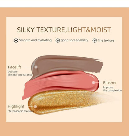 Contour Beauty Wand, Liquid Face Concealer Contouring with Cushion Applicator, Natural Matte Finish, Lightweight Blendable Cream Bronzer Stick Makeup, Cruelty-free（Contour）