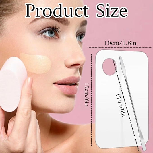 2 Pcs Acrylic Cosmetic Makeup Palette with 2 Spatula,Foundation Palette,Makeup Mixing Palette for Foundation Eye Shadow Lipsticks Nail Art