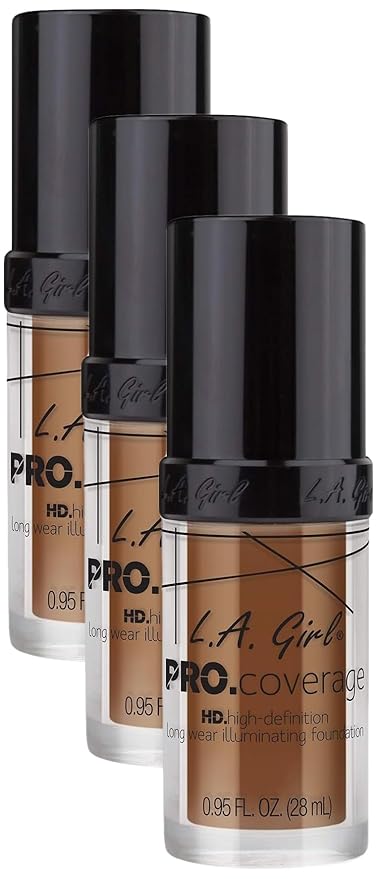 L.A. Girl Pro.Coverage Illuminating Foundation, Coffee GLM654 (Pack of 3)
