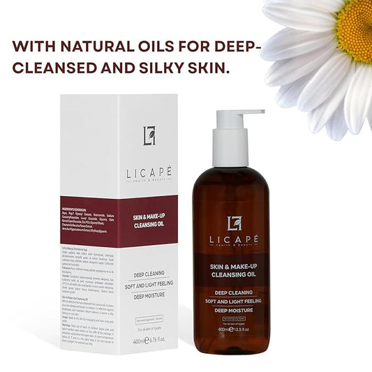 LICAPE® Dual-Phase Makeup Remover Oil 400ml – Deep Cleansing with Niacinamide, Chamomile, and Horse Chestnut Extracts for Balanced Skin