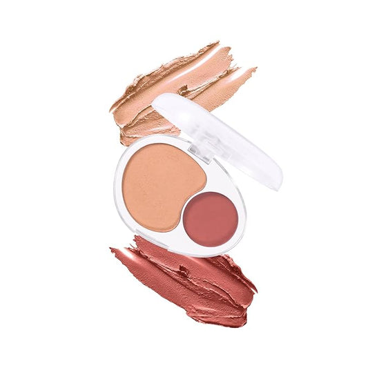 Dual-Tone Face Blush Palette for Cheeks - Waterproof, Long-Lasting, Satin Finish, Creamy Texture, Sculpting, All Skin Tones, Squalane, Highlighting, for Home, Travel, Makeup 2 Tone Tint 10#