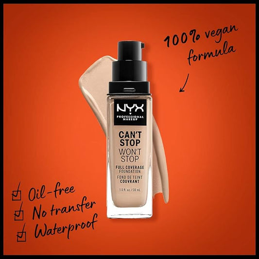NYX PROFESSIONAL MAKEUP Can't Stop Won't Stop Foundation, 24h Full Coverage Matte Finish - Light Ivory
