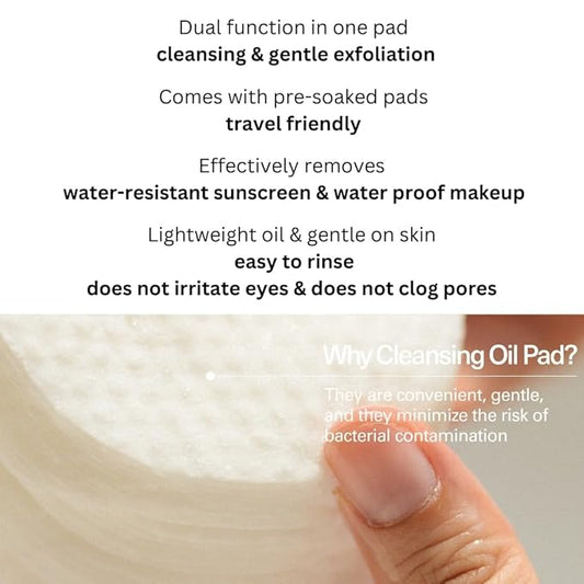 Daily Cleansing Oil for Face & Eye Makeup Remover Pads, Safe for Acne Prone & Sensitive Skin - Clinically Tested, 30pads (Pack of 2)