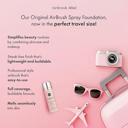 Jerome Alexander MagicMinerals AirBrush Foundation Bundle – Full Size + Mini Travel Size Spray Makeup, Bright Light – Lightweight, Buildable Coverage with Skincare & Anti-Aging Ingredients