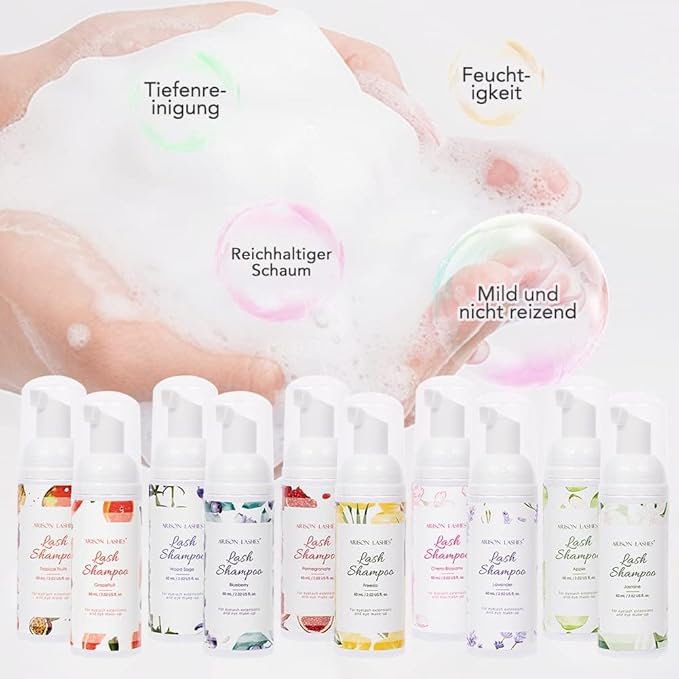 ARISON LASHES Eyelash Shampoo Eyelash Foam Cleanser with Cleaning Brush Eyelash Cleaner for Eyelash Extension Foam Wash Lash Shampoo for Home and Salon Use 60ML(Jasmine)