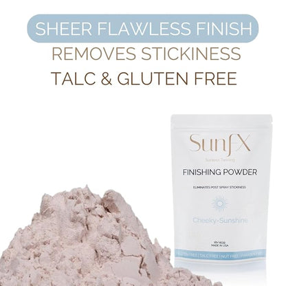 SunFX Post Spray Tanning Finishing Powder 1LB Cheeky Sunshine & Professional Salon Large Fan Brush Combo