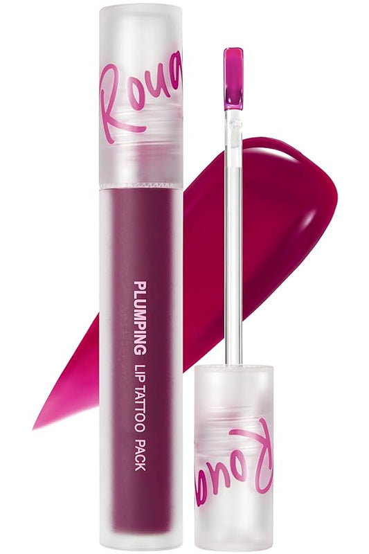 Rouge Star Plumping Lip Tattoo (0.17 oz) - 72-HR Long Lasting Waterproof Peel Off Lip Stain - Extreme Lip Plumper Transfer-Proof, Non -Sticky Hydrating Matte Lip Tint Tattoo (Plum Berry)