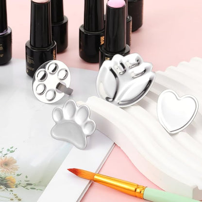 4 Pack Mini Nail Art Palette, Nail Polish Palette, Finger Rings Metal Manicure Palettes Tools, Gel Palettes Manicure for Nails Art Display